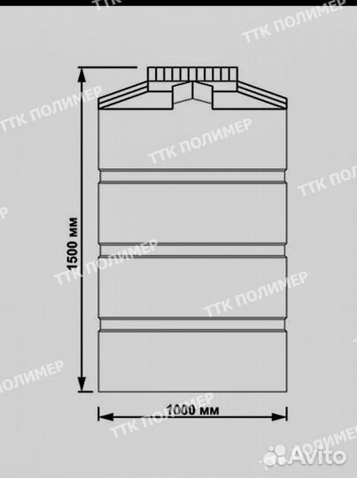 Пластиковая ёмкость вертикальная 1000л / 1м3