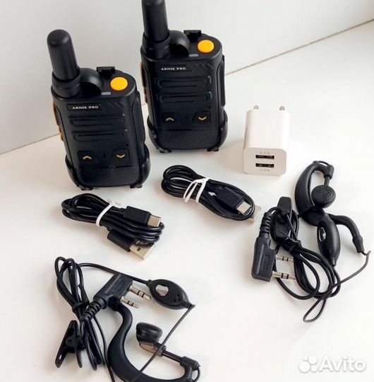 Легкая рация с наушником, комплект 2 штуки