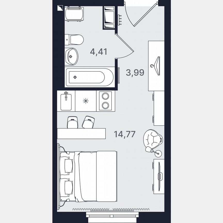 Апартаменты-студия, 23,2 м², 14/24 эт.