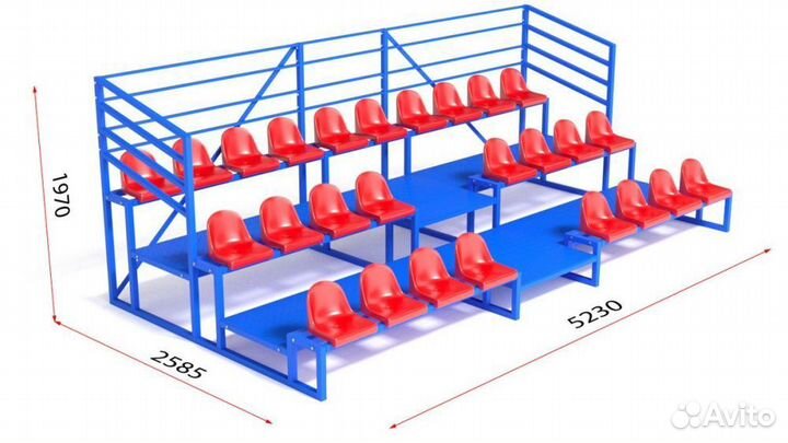 Трибуна, трехрядная, с ограждением A13600