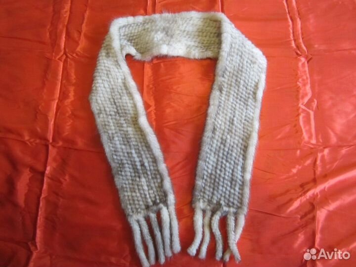 Норковый вязаный шарфик