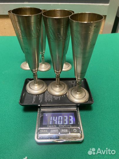 Рюмки серебро 875 пробы позолота