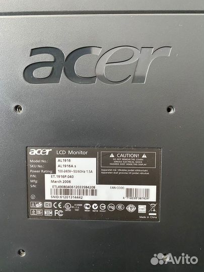 Acer AL1916, 19 дюймов