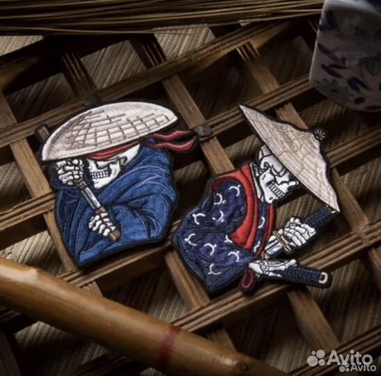 Нашивка термонашивка патч самурай скелет череп