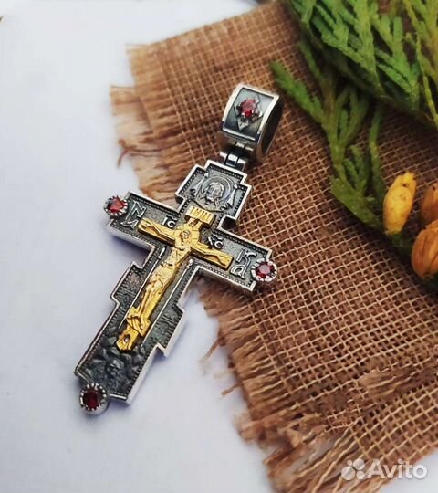 Крест, серебро, гайтан
