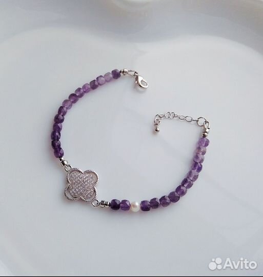 Браслет из аметиста с клевером