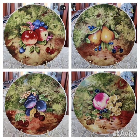 Винтажные тарелки с фруктами