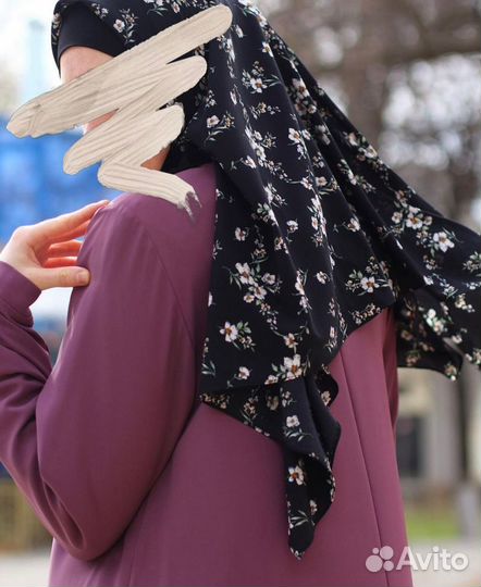 Новый креп шифоновый шарф,палантин в цветочный при