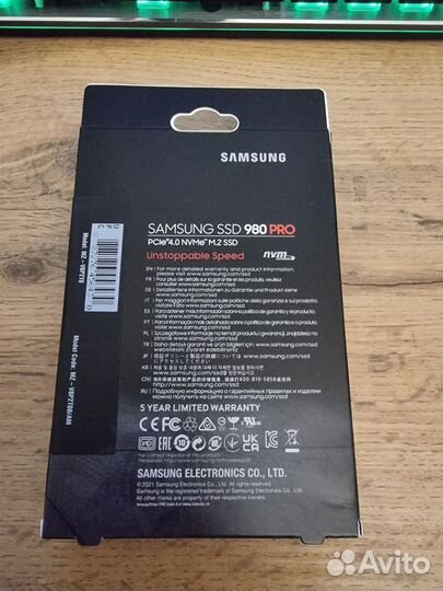 Новый SSD накопитель Samsung 980 PRO 2тб