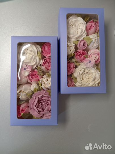 Съедобный букет из зефира в коробке