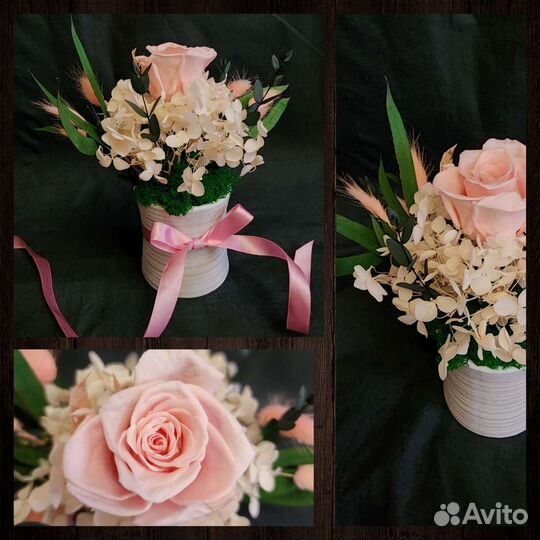 Вечные розы в колбе