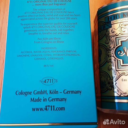 Бутылка и коробка из-под одек. 4711 Германия 0,8 L