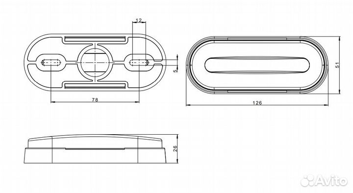 Фонарь габаритный прицепа FT-070 B LED, белый, 12