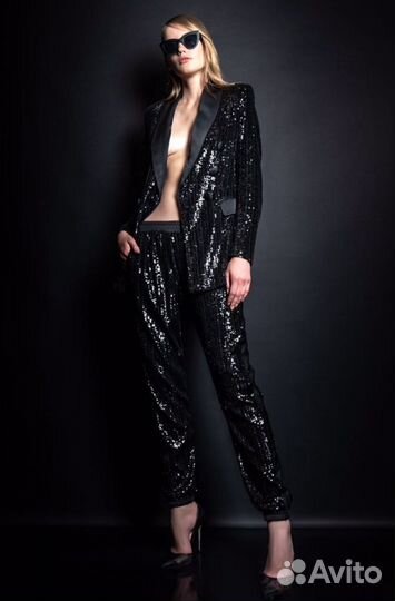 Италия Новые Брюки Штаны Чёрные Пайетки Корпоратив