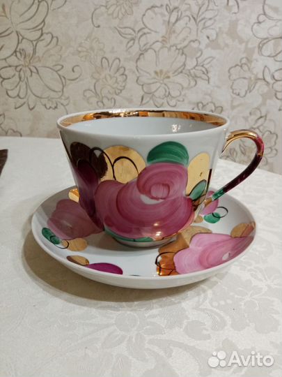 Блюдце и чашка Агашка Дулево гигант СССР(5 пар+чаш