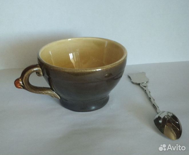 Чашка керамическая кофейная и ложка, комплект
