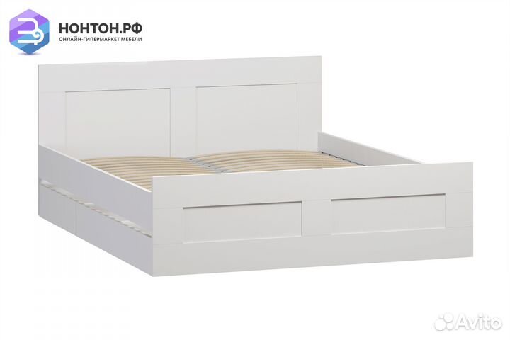 Кровать двуспальная Сириус белая с ящиками