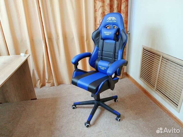 Компьютерное кресло черный и синий Emperor camp до