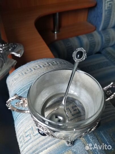 Сахарница с ложкой металл. Торг