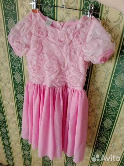 Нарядное розовое платье для девочки 5 лет