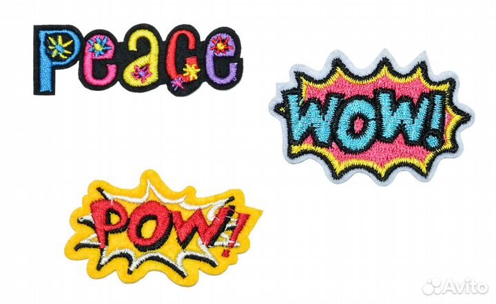 Нашивки на одежду набор peace pow термонашивки