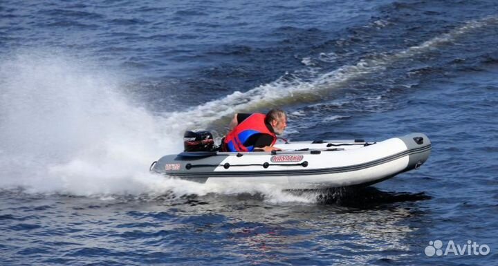 Лодка пвх Посейдон Касатка-335 серый/белый