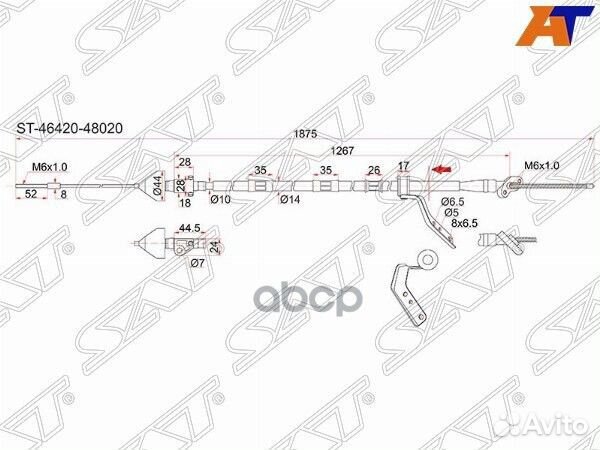 Трос ручника TY Harrier ACU/SXU/MCU15, 4WD -RH