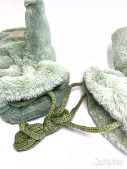 Варежки плюшевые детские лапки кошки, зайчика