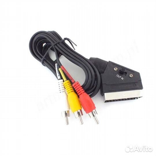 Кабель scart - 3*RCA 1,2 м с переключателем