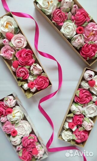 Цветы из зефира в коробочке