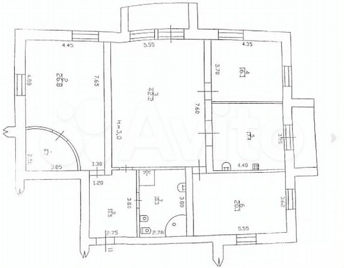 4-к. квартира, 155 м², 2/5 эт.