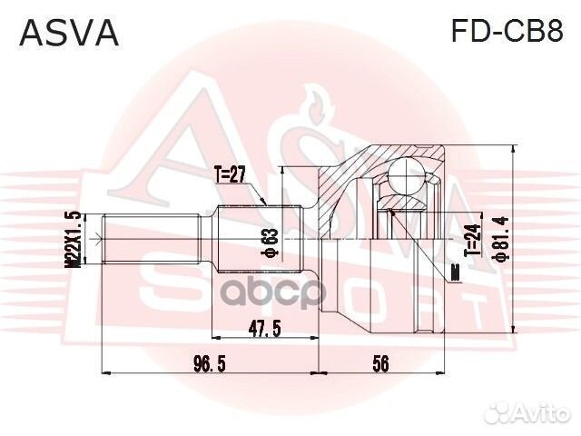 ШРУС наружный 24x63x27 fdcb8 asva