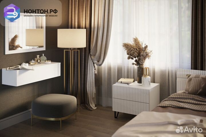 Тумба подвесная Челси белый глянец / белый