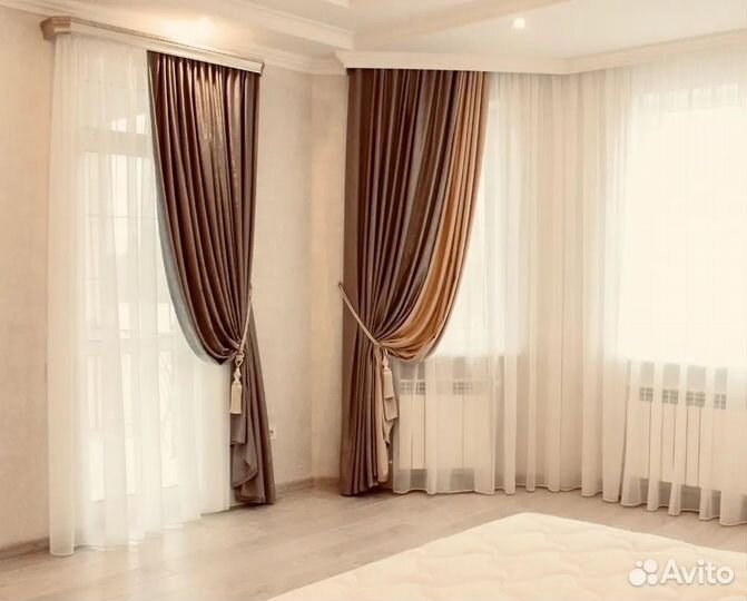 Штора из вуали молочного цвета 600х310