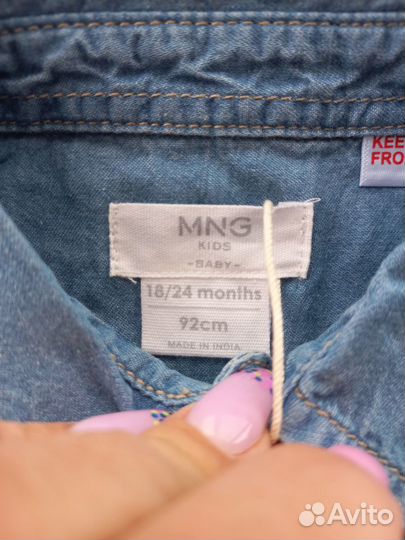Новая джинсовая рубашка Mango Kids, 80; 92
