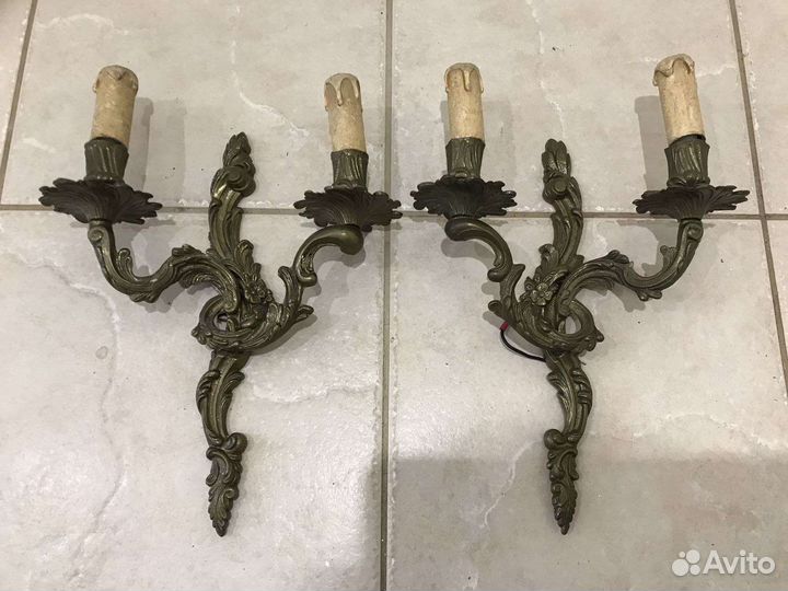 Комплекты старинные бронзовые бра рококо #2