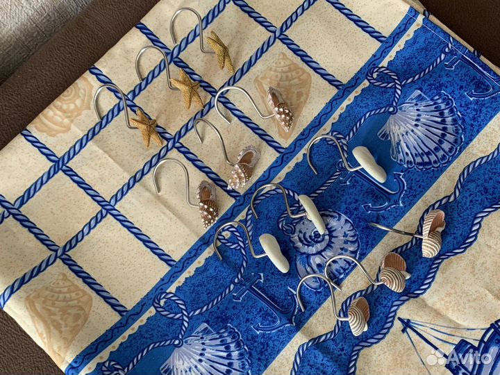 Штора для ванной с крючками