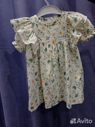 Муслиновое летнее платье для девочки 80-86 размер