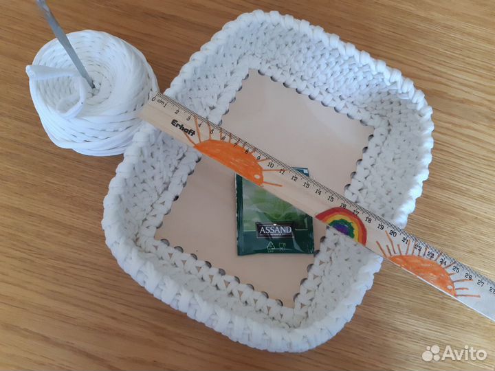 Корзинка из хб пряжи белая