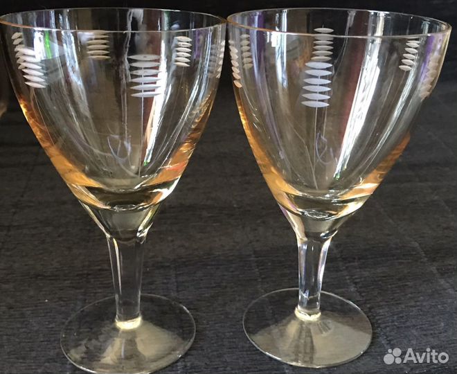 Два бокала цветное желтое стекло СССР