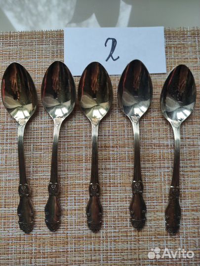 Ложки чайные, мельхиоровые, с позолотой