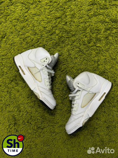 Nike air jordan 5 white metallic