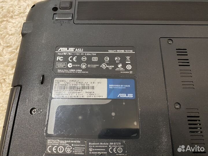 Asus a52j ноутбук