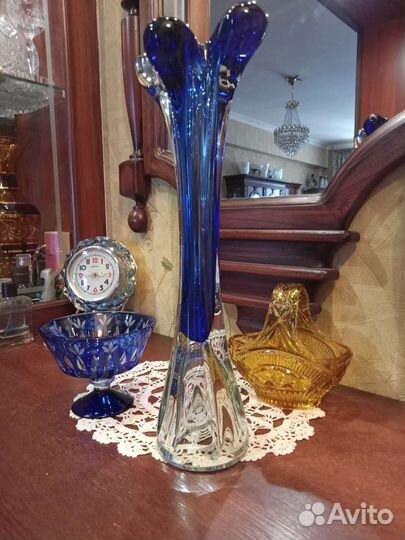 Вазы хрусталь кобальт Чехословакия СССР