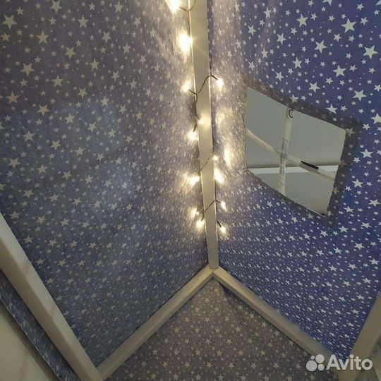 Текстильная крыша и шторки на кровать домик