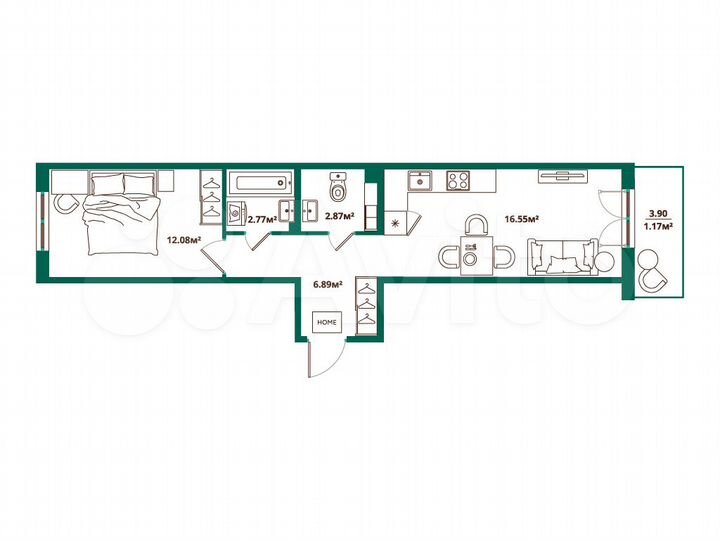 1-к. квартира, 42,3 м², 6/12 эт.