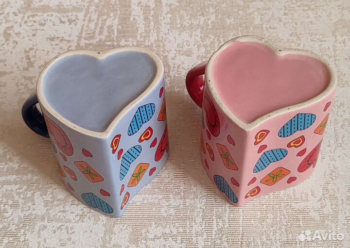 Кружки, форма сердце, пара, новые