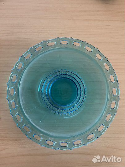 Тарелка голубое стекло (купоросное стекло) СССР