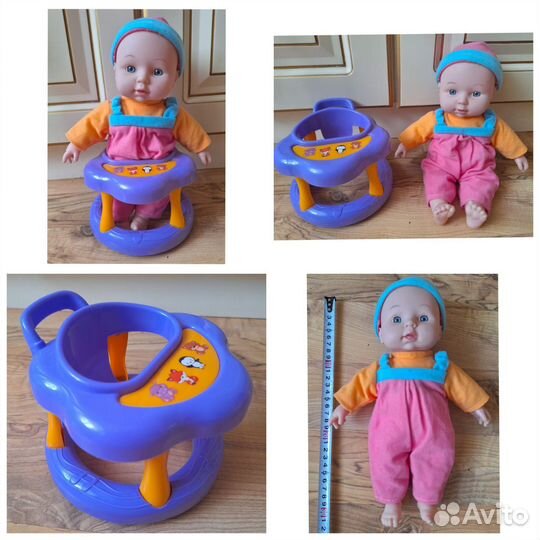 Кукла пупс с ходунками с переноской