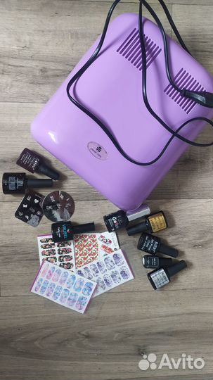 Уф лампа для ногтей+лаки+дизайн